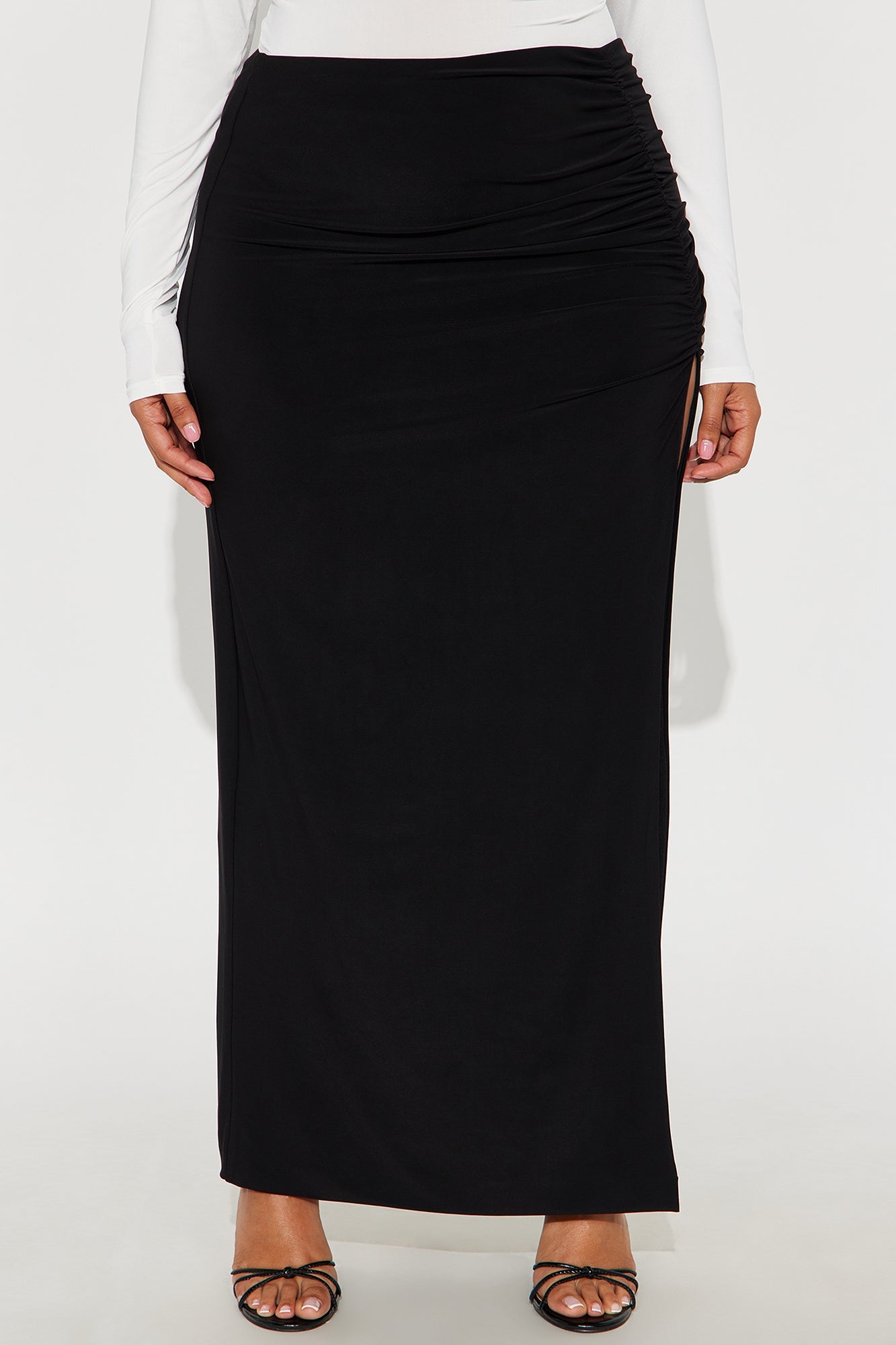 Hard To Handle High Slit Maxi Skirt - Black 