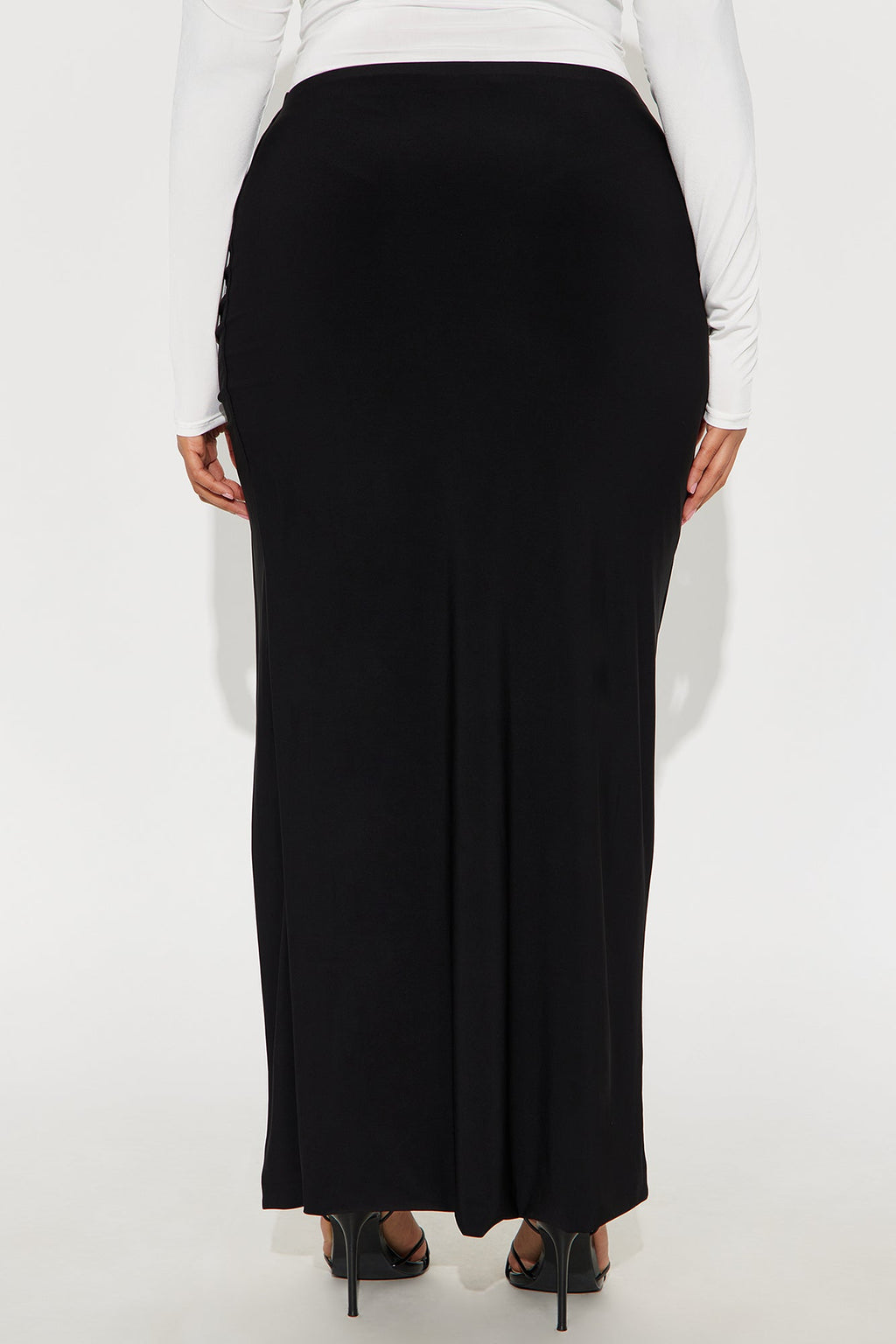 Hard To Handle High Slit Maxi Skirt - Black 