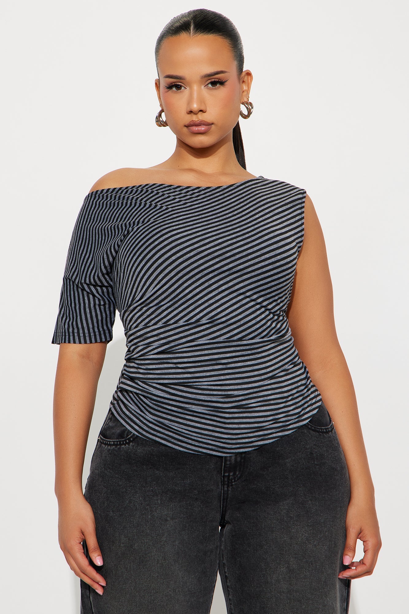 Rebecca Off Shoulder Top - Black/combo