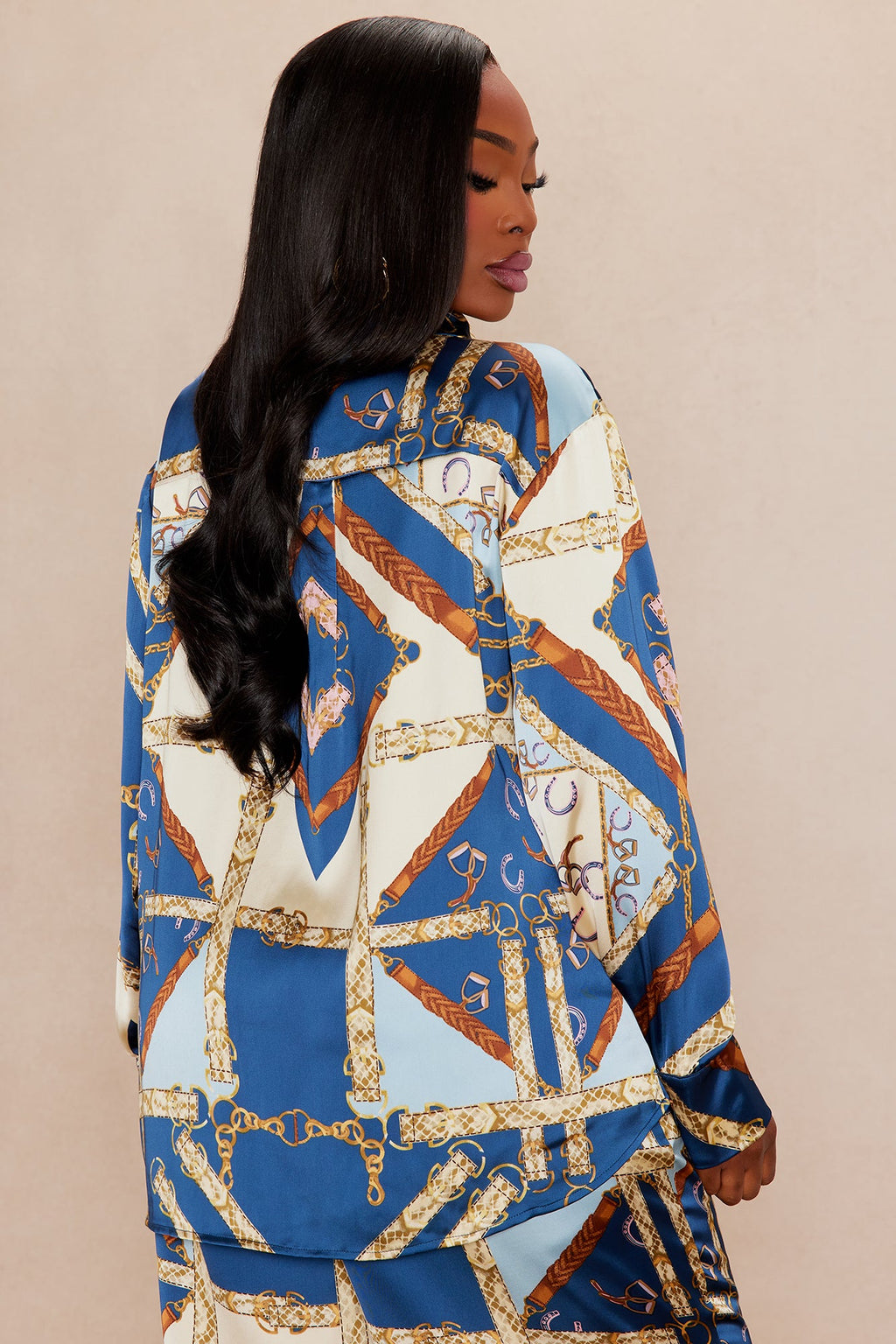 Paula Satin Shirt - Blue/combo