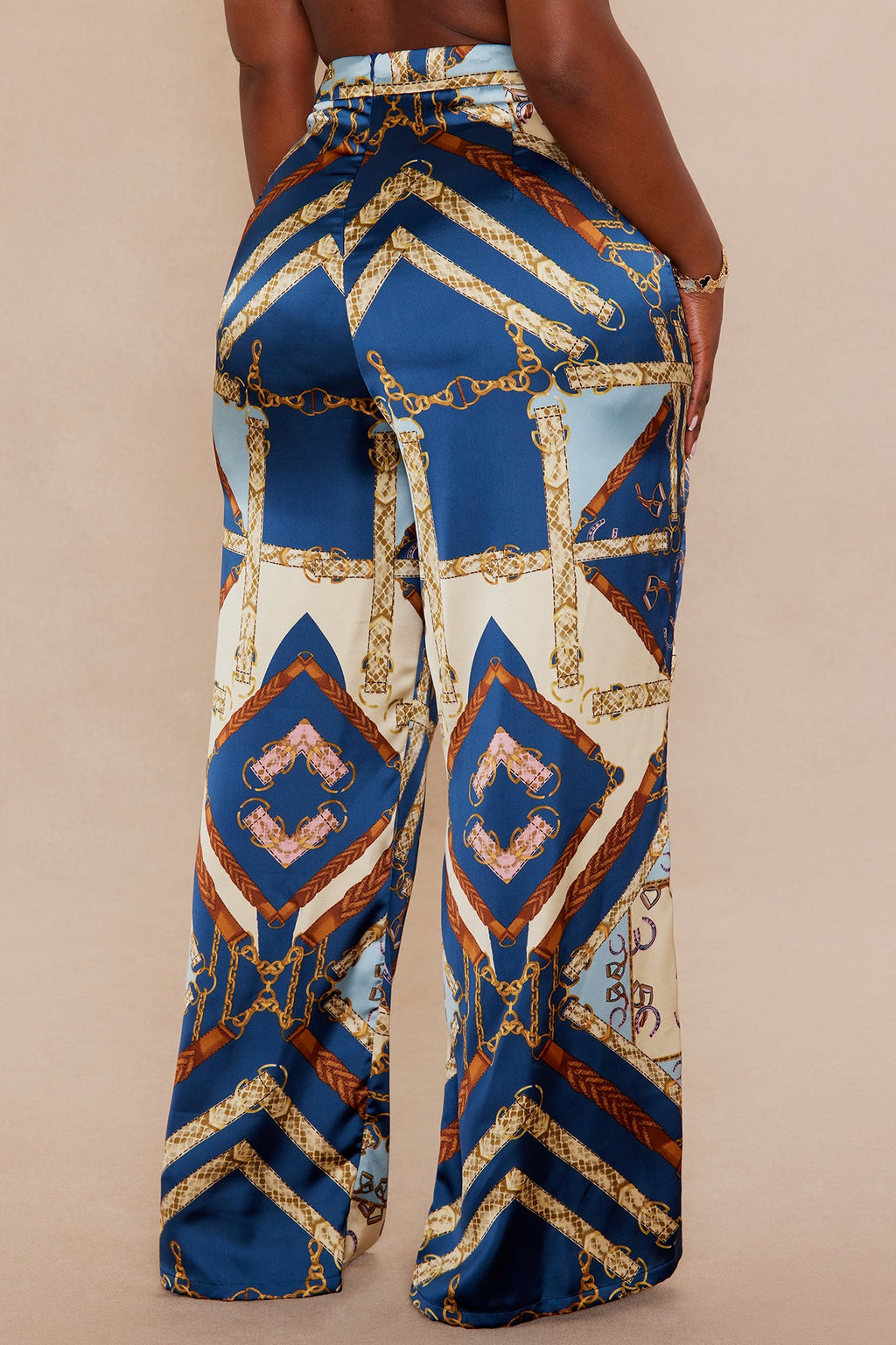 Paula Satin Wide Leg Pant - Blue/combo