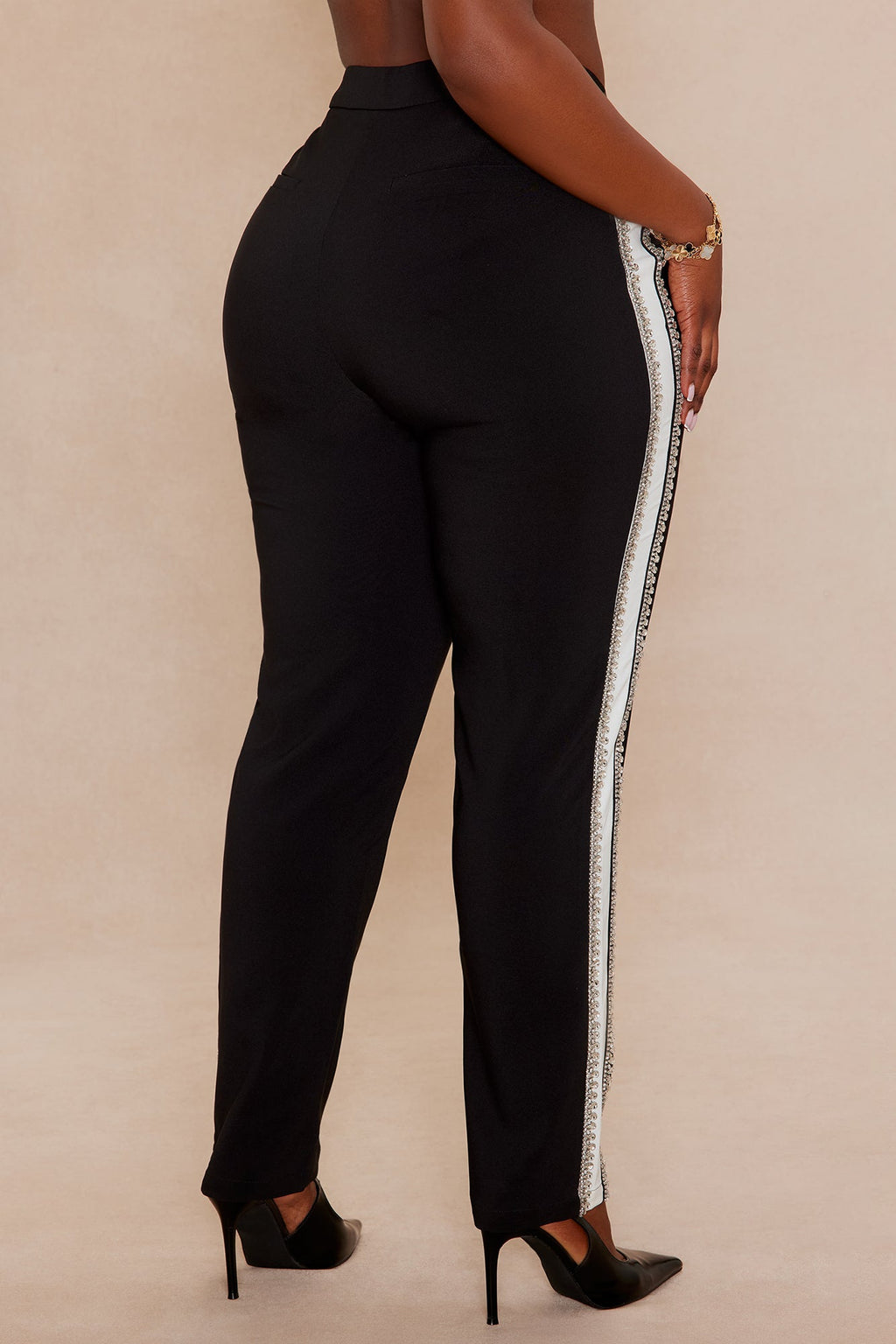 Riannon Rhinestone Embellished Pant - Black/White 