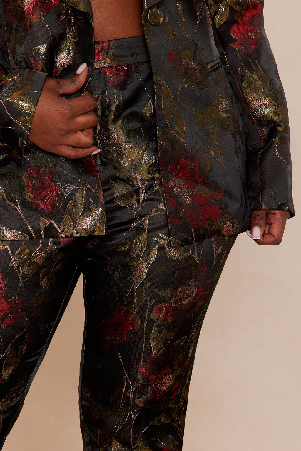 Charlotte Jacquard Blazer Pant Set - Black/combo