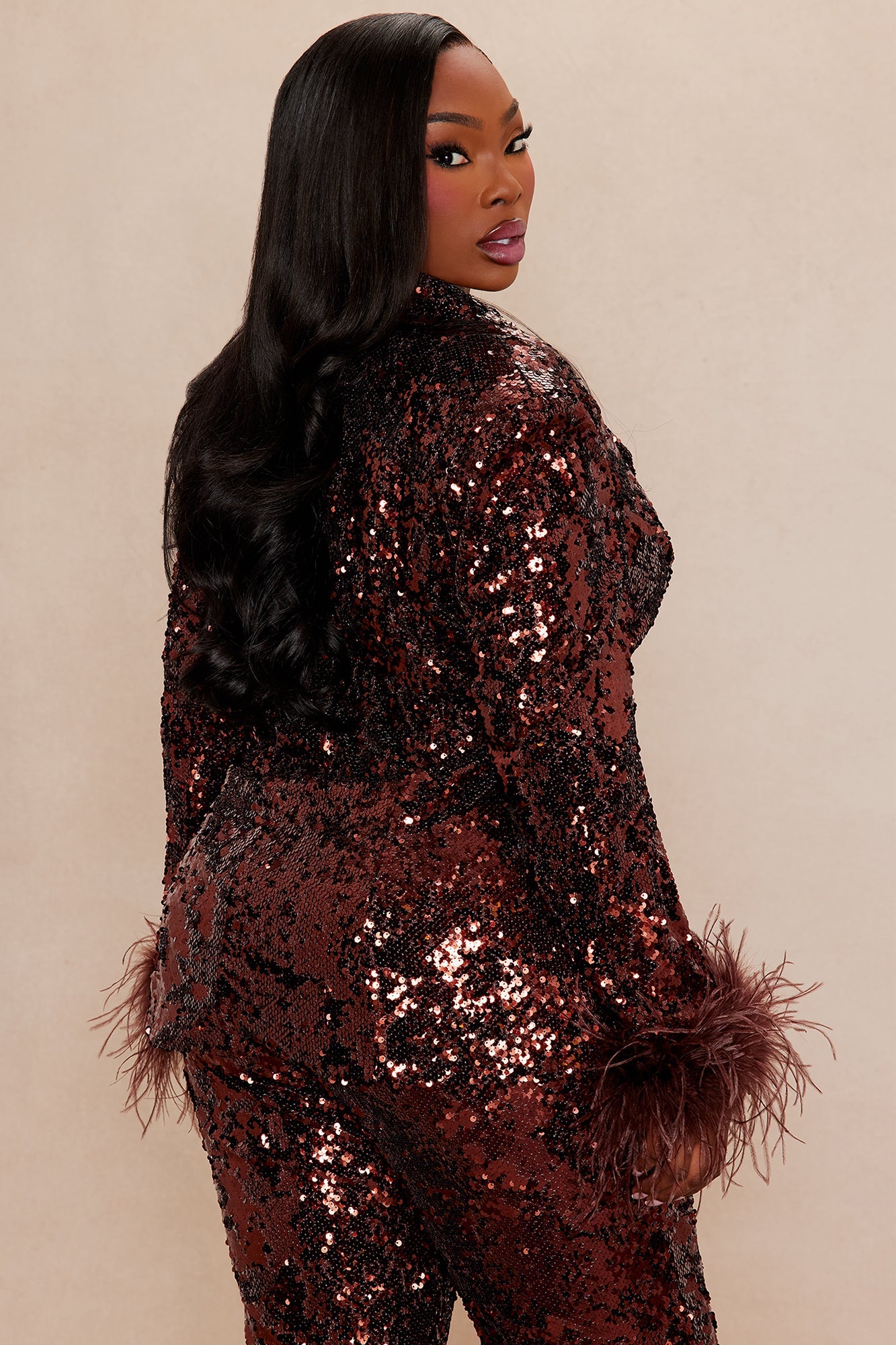 Dania Sequin Feather Blazer - Bronze