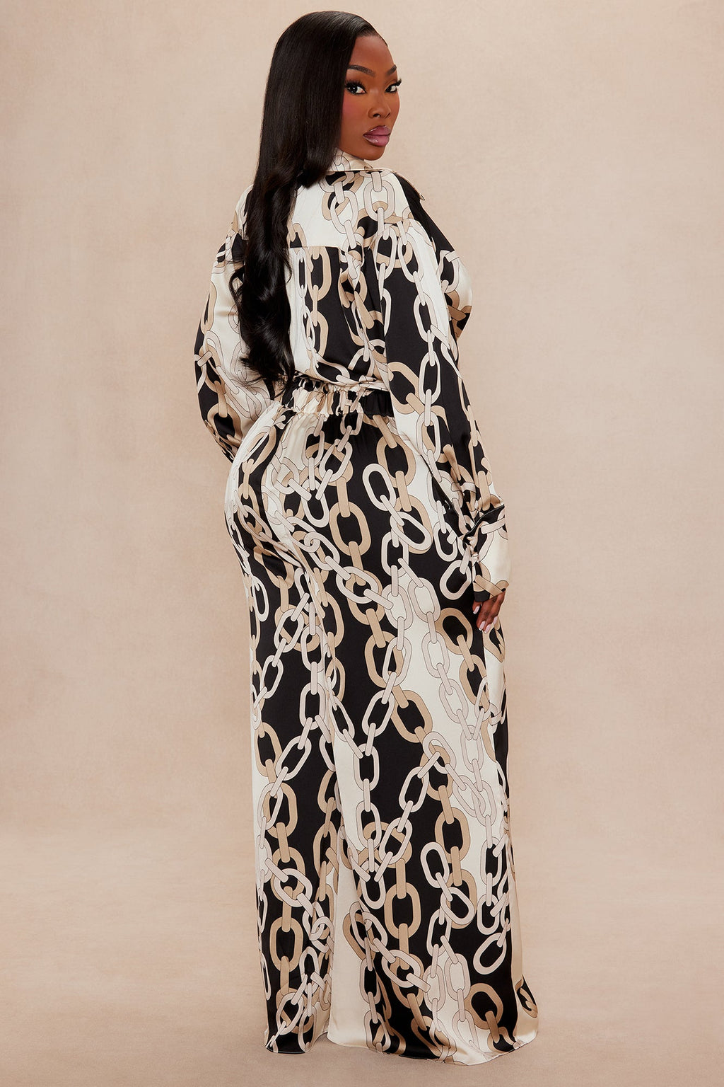 Tahlia Collared Satin Jumpsuit - Black/combo