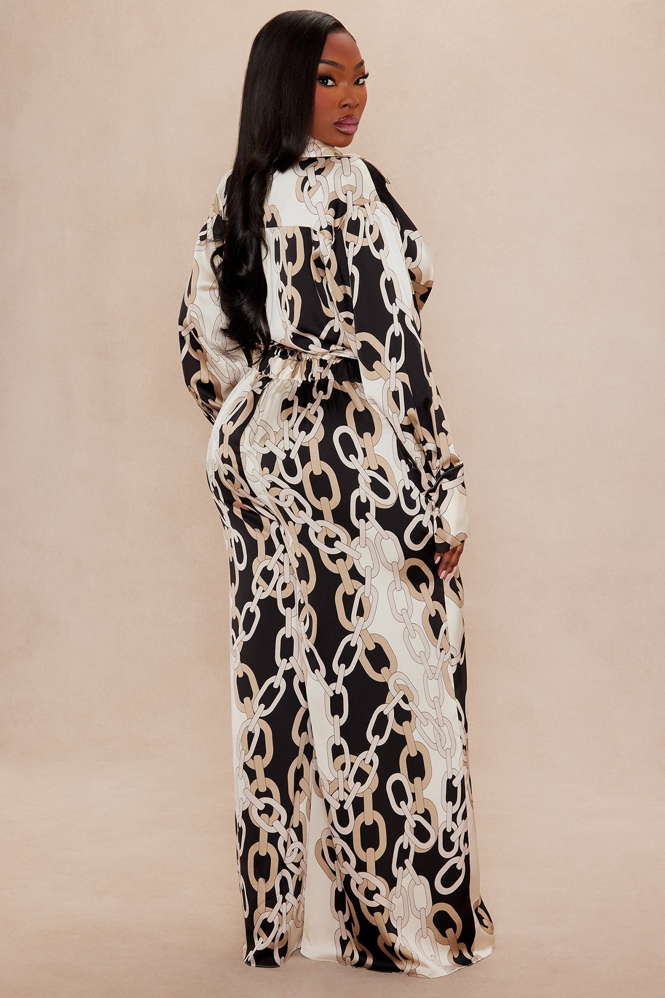 Tahlia Collared Satin Jumpsuit - Black/combo
