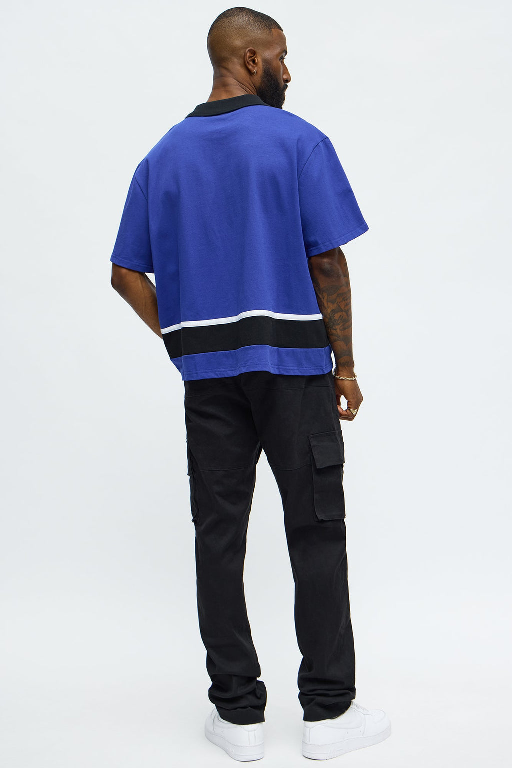Southpole Relaxed Fit Collared Graphic Shirt - Blue