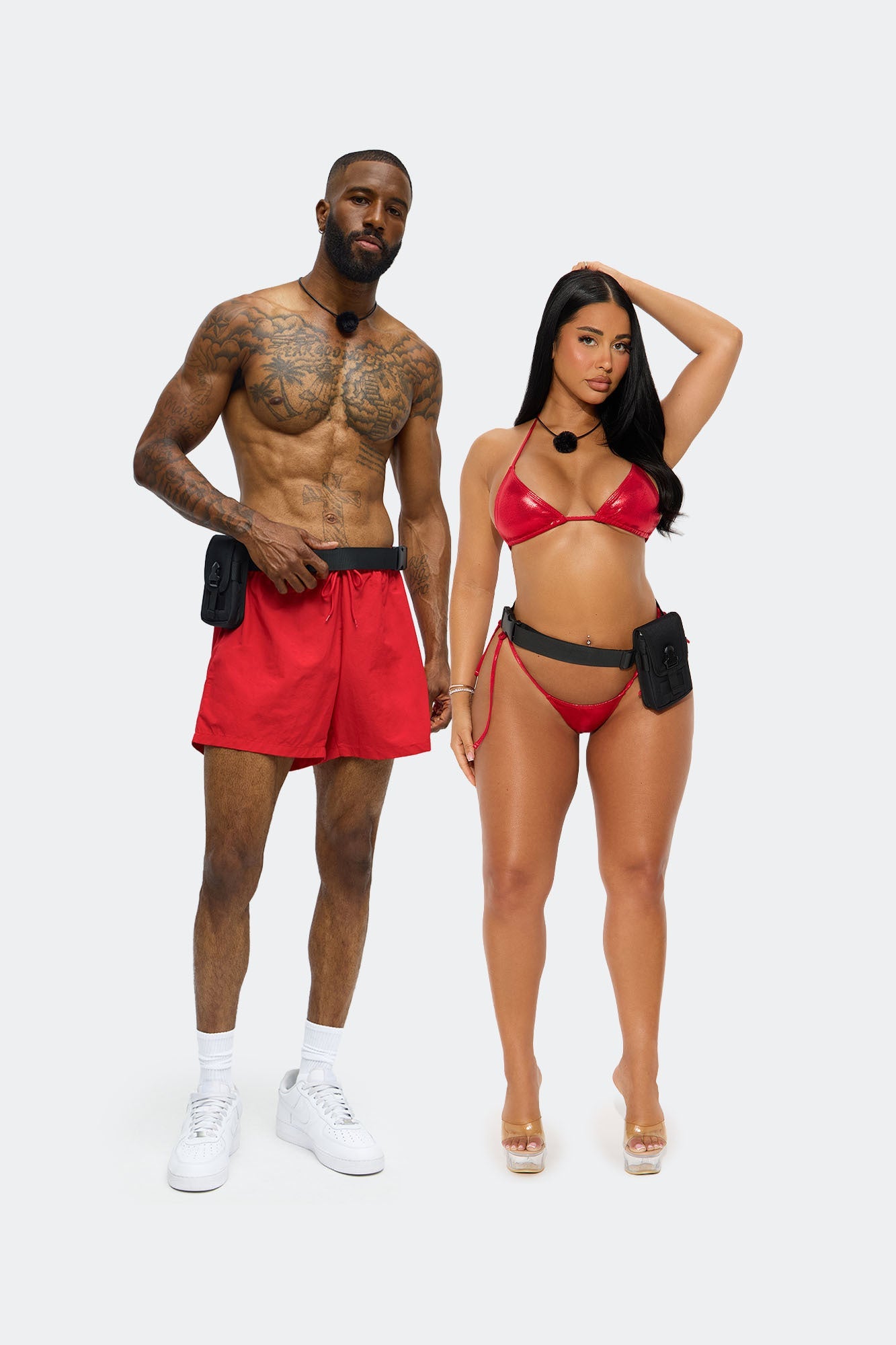 Villa Bombshell Babe 4 Piece Bikini And Mic Halloween Costume - Red
