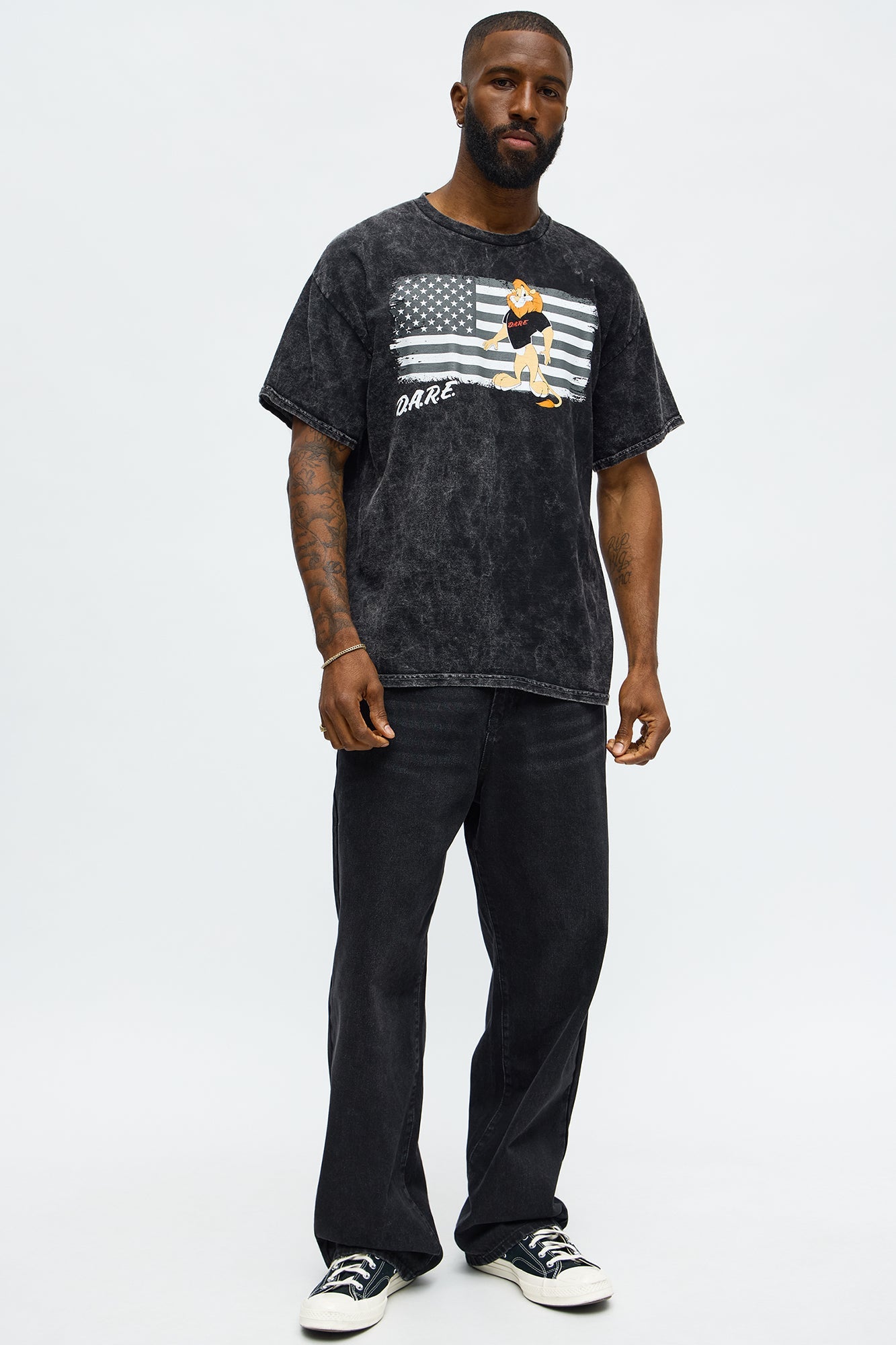 DARE USA Flag Short Sleeve Tee - Black Wash