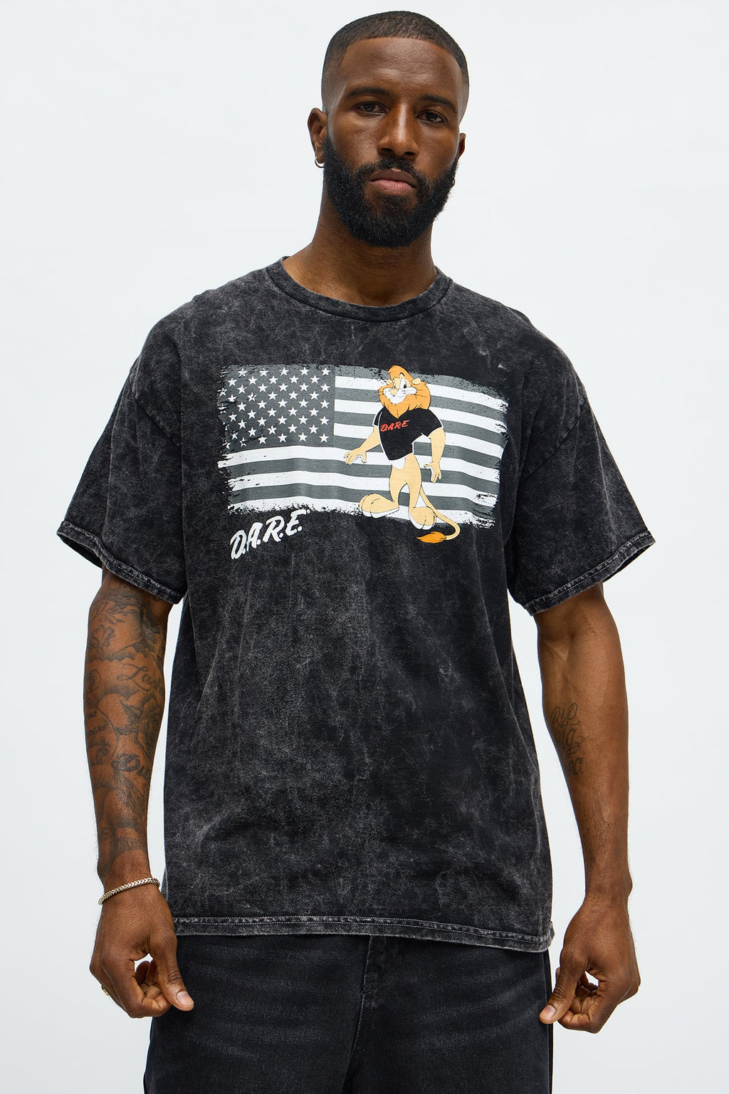 DARE USA Flag Short Sleeve Tee - Black Wash