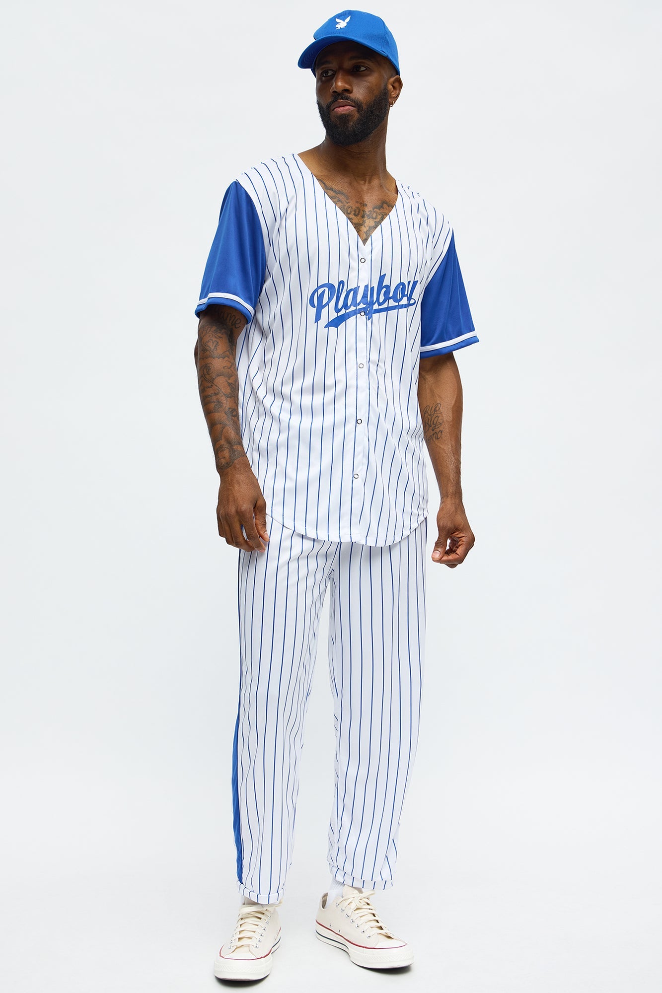 Playboy Baseball Player Costume - White/Blue