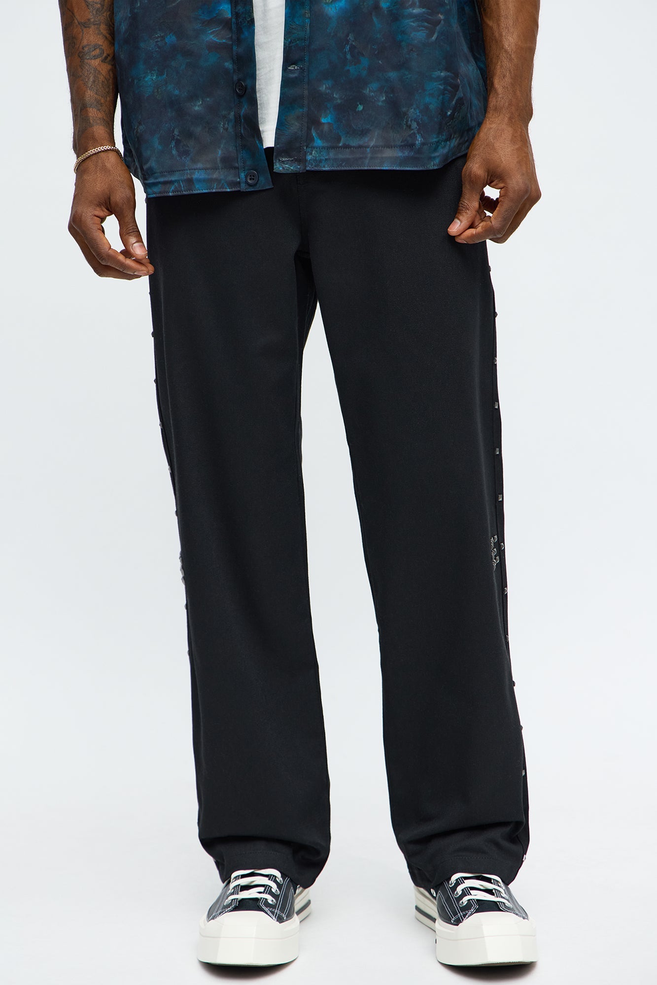 Stacked Slim Flare Don't Blame Me Studded Pant - Black