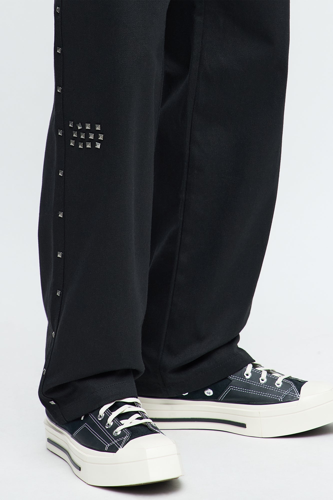 Stacked Slim Flare Don't Blame Me Studded Pant - Black
