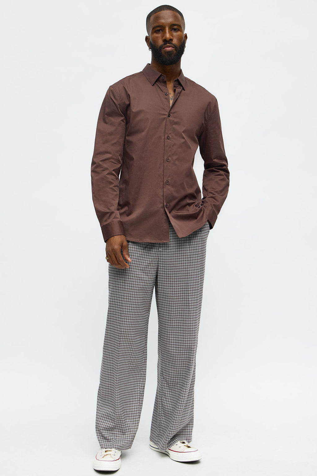 Luxe Stretch Dress Shirt - Brown