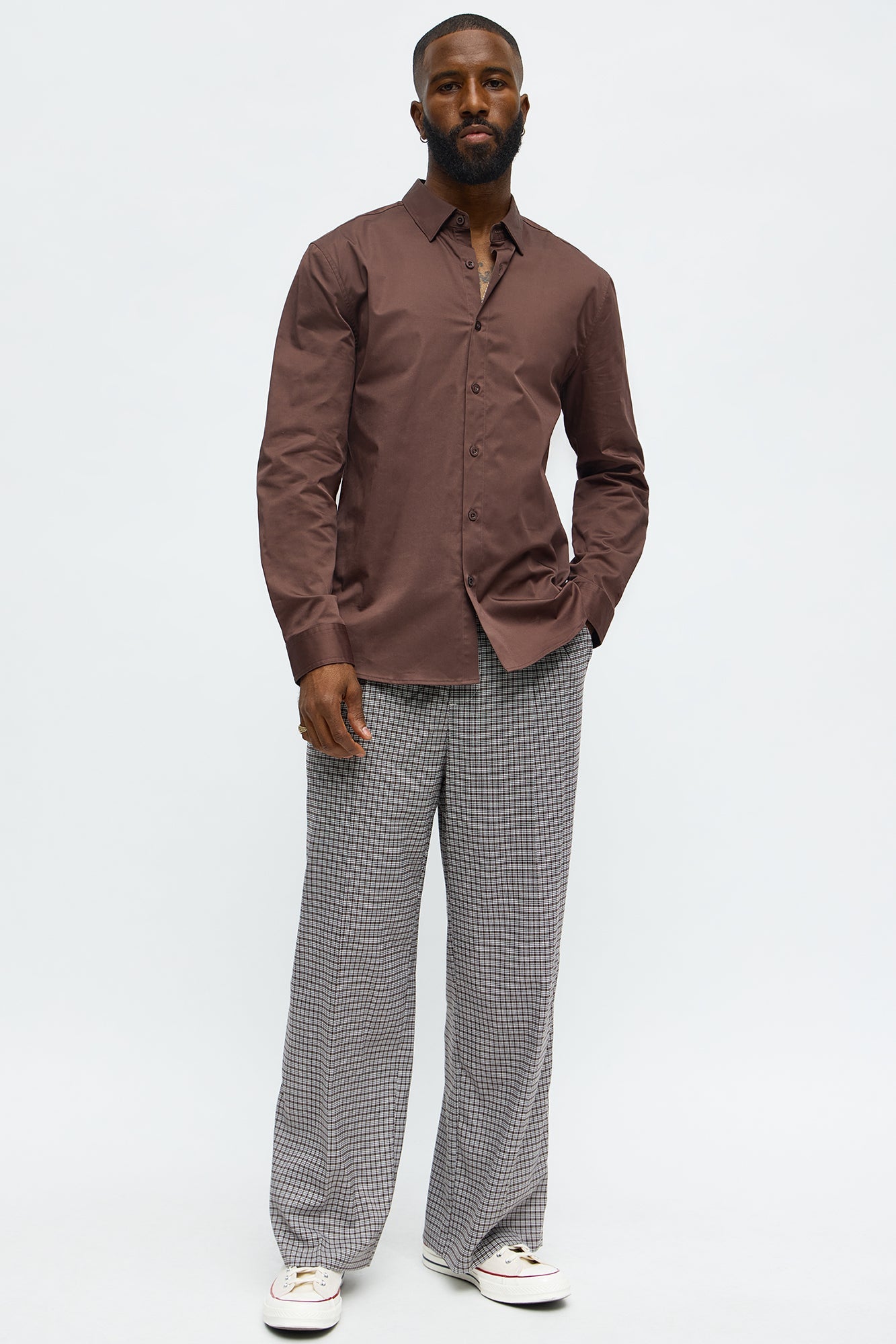 Luxe Stretch Dress Shirt - Brown