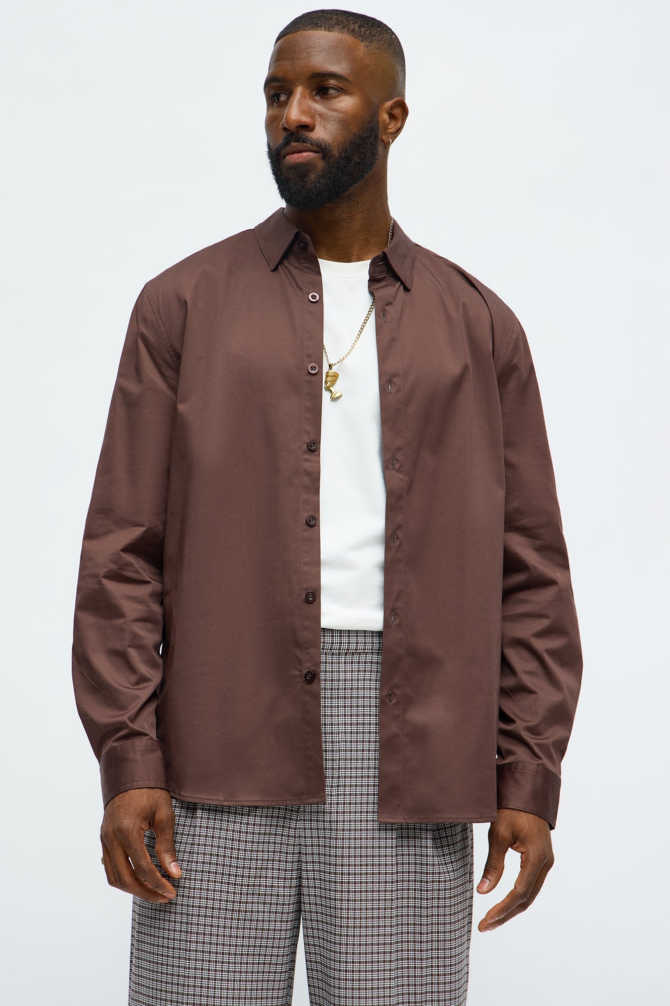 Luxe Stretch Dress Shirt - Brown