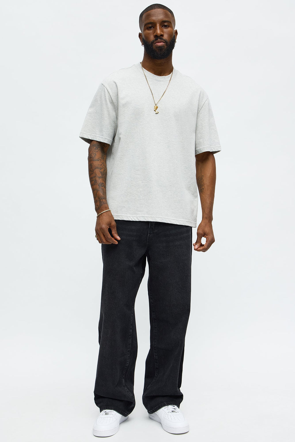 Premium Relaxed Soft Cotton Tee - Heather Grey