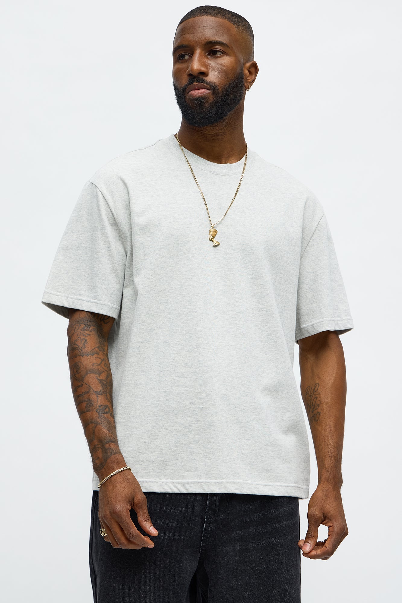 Premium Relaxed Soft Cotton Tee - Heather Grey