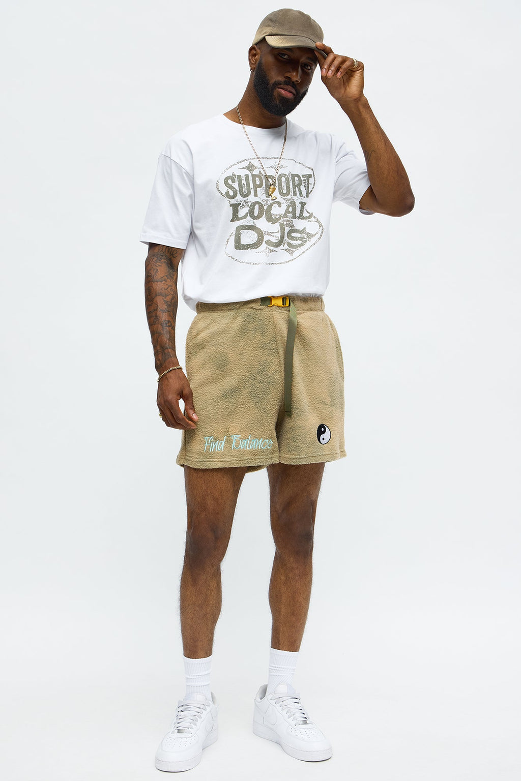 Relaxed Yin Yang Sherpa Textured Shorts - Brown
