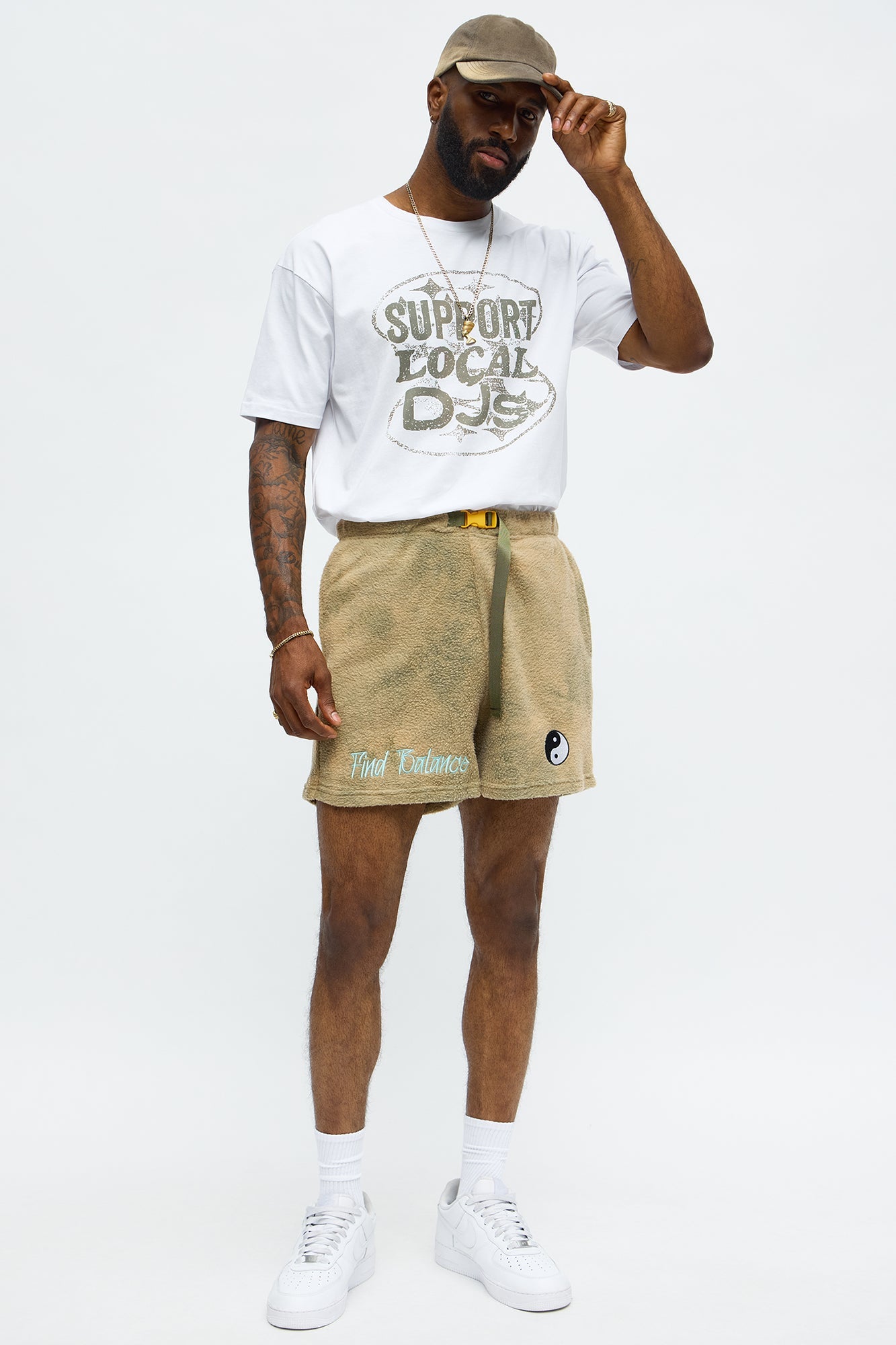 Relaxed Yin Yang Sherpa Textured Shorts - Brown
