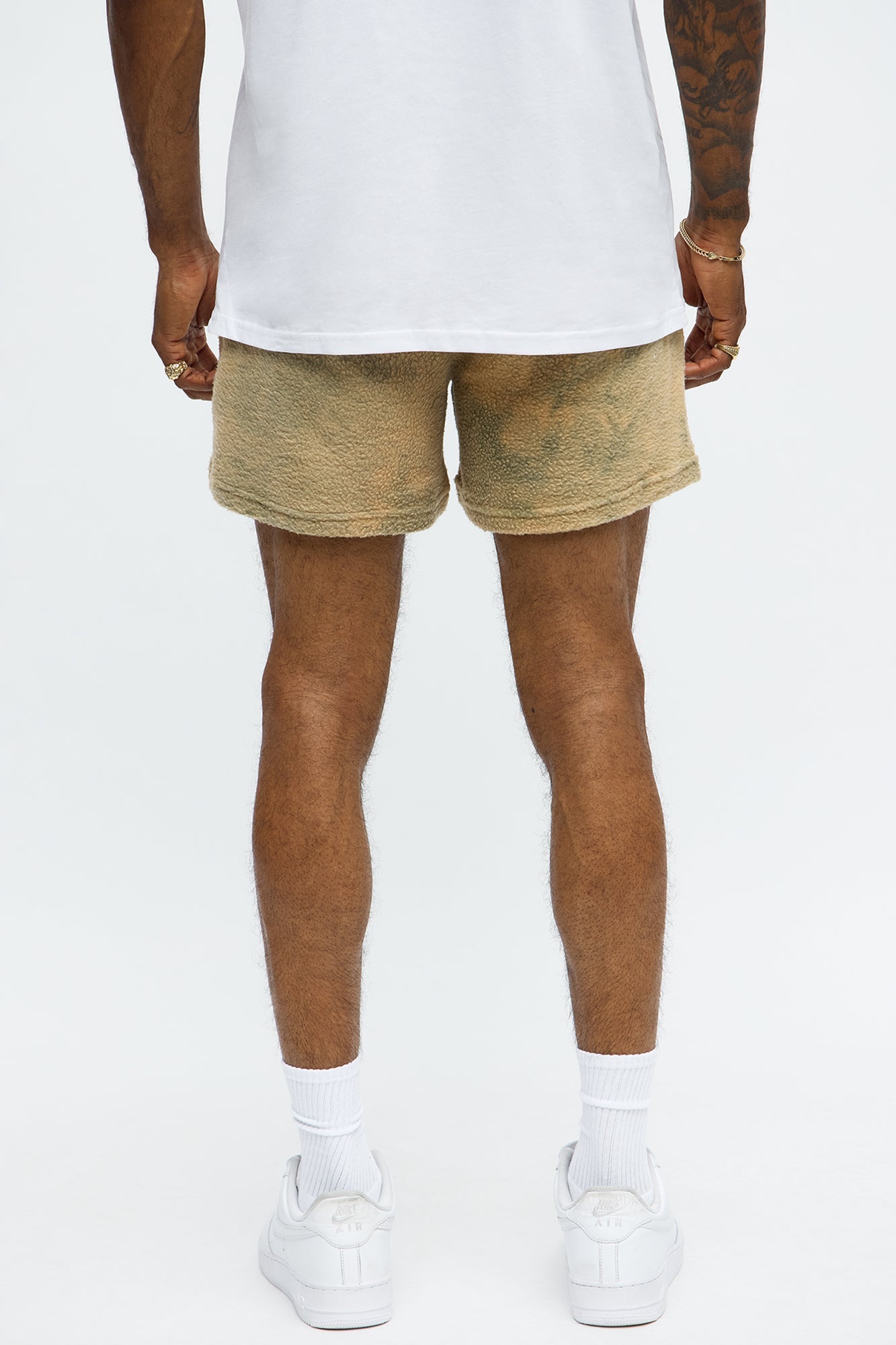 Relaxed Yin Yang Sherpa Textured Shorts - Brown