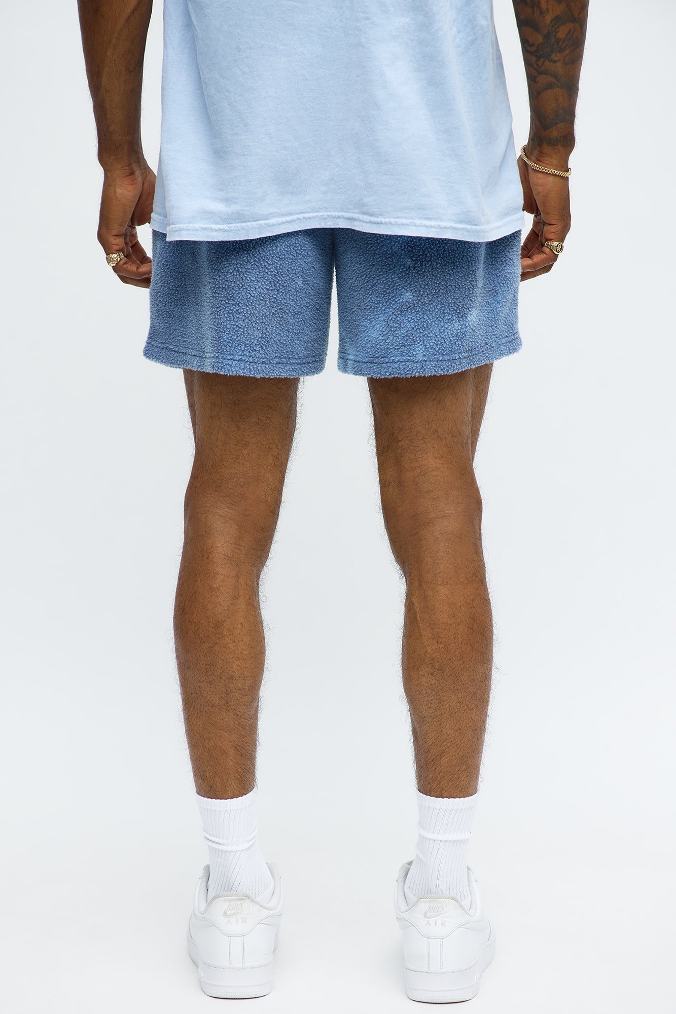 Relaxed NY Sherpa Textured Shorts - Blue