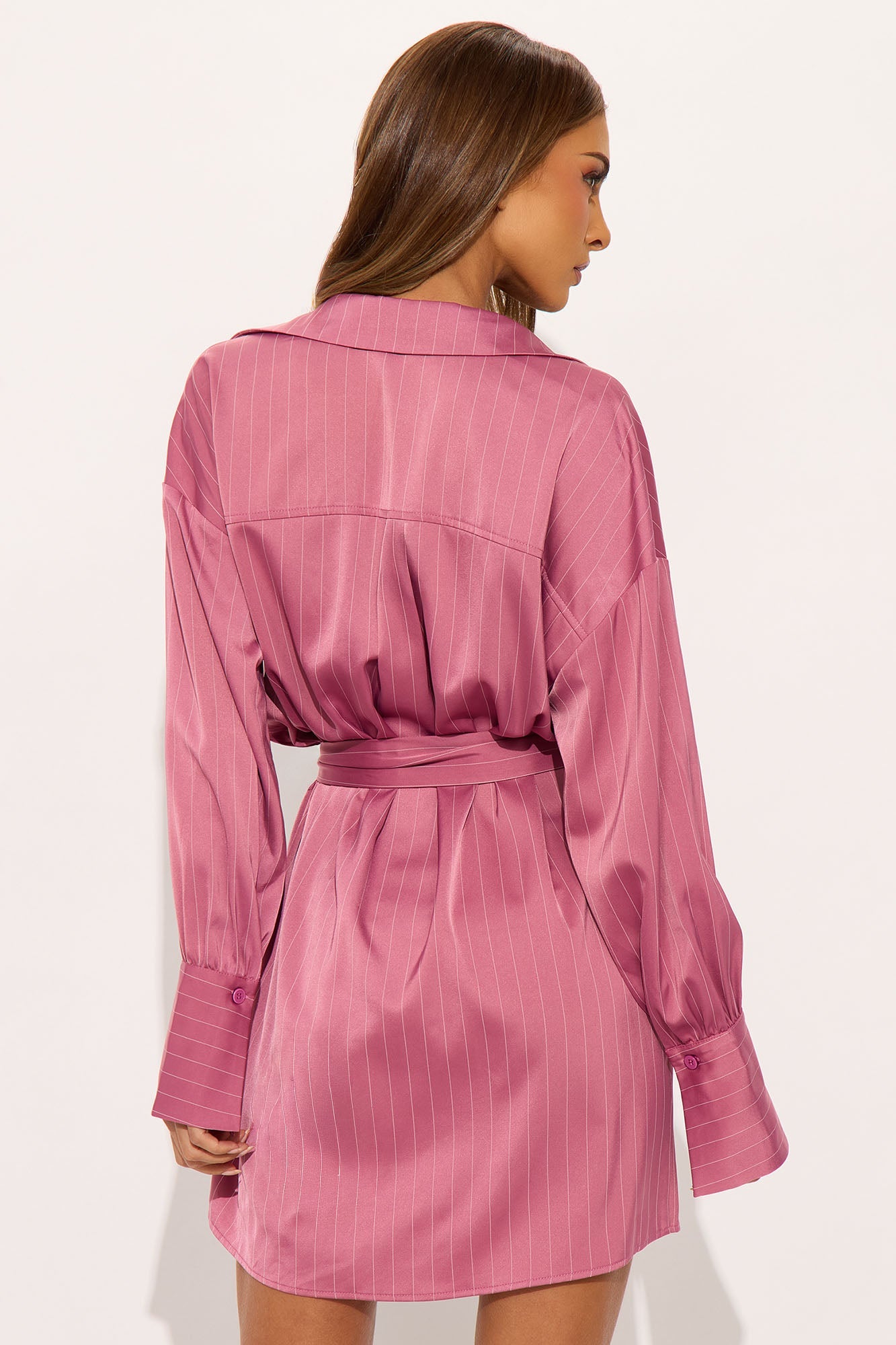Mariela Pinstripe Satin Mini Dress - Mauve