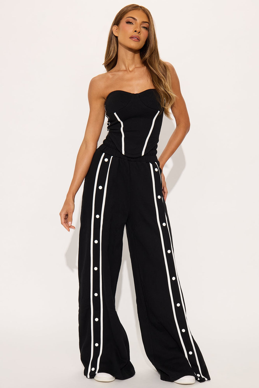 Sara Fleece Track Pant Set - Black