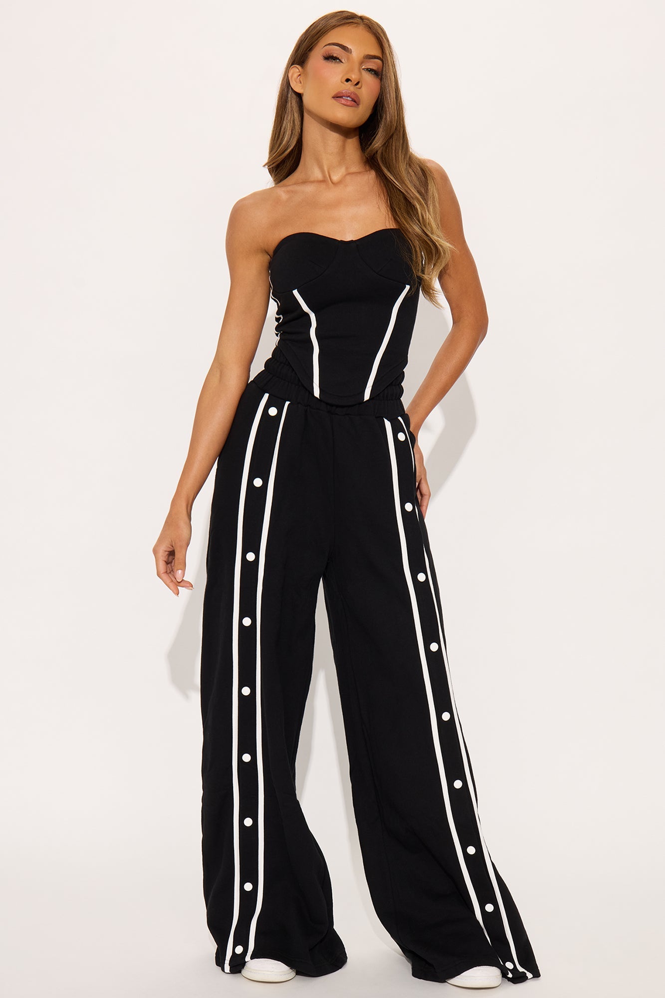 Sara Fleece Track Pant Set - Black
