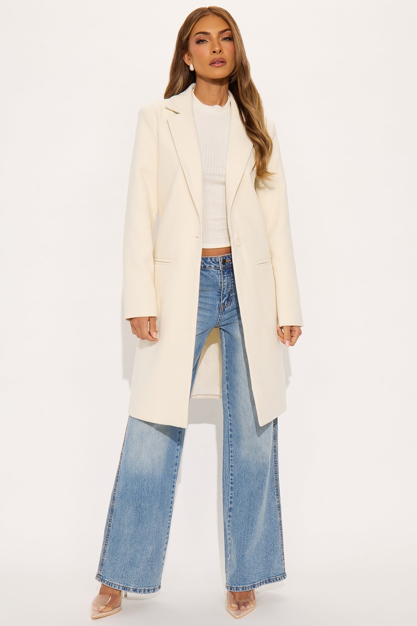 City Chic Coat - Ivory