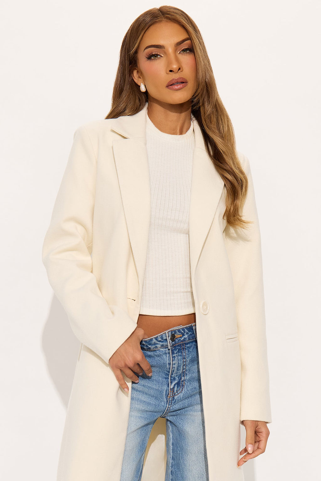 City Chic Coat - Ivory