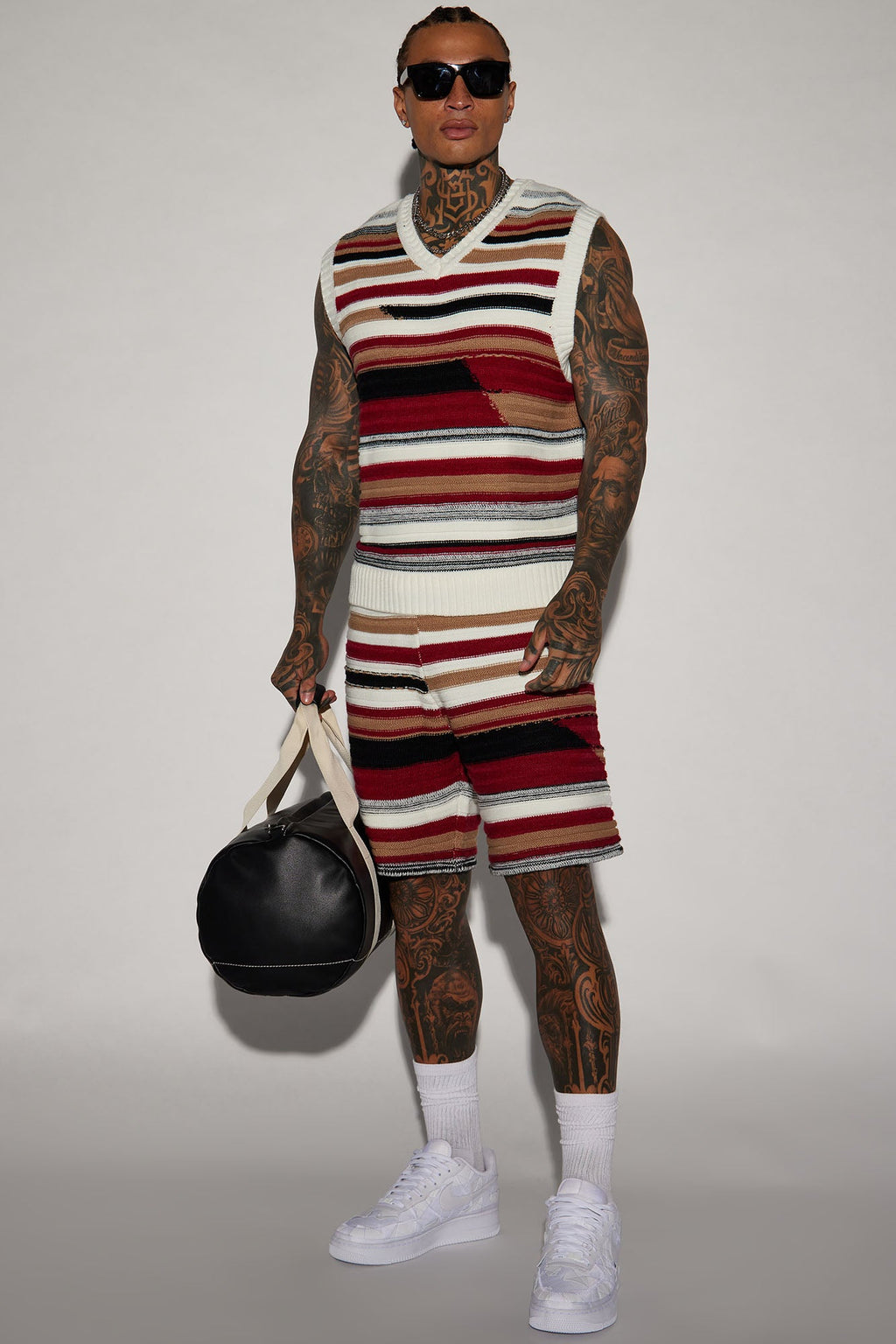 Striped Sweater Vest - Red/combo