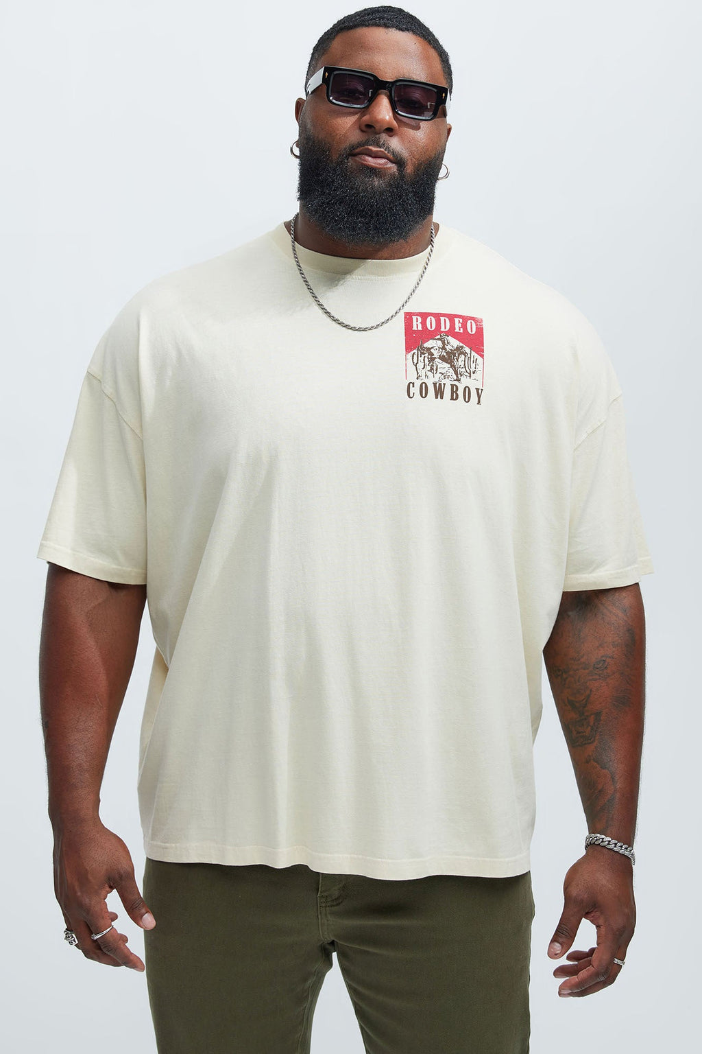 Rodeo Cowboy Oversized Short Sleeve Tee - Cream