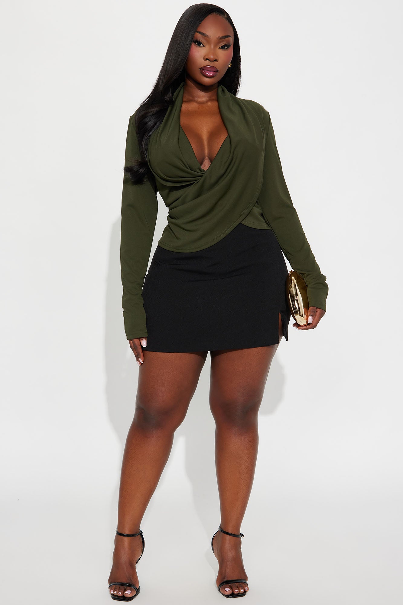 Better Things To Do Draped Top - Olive