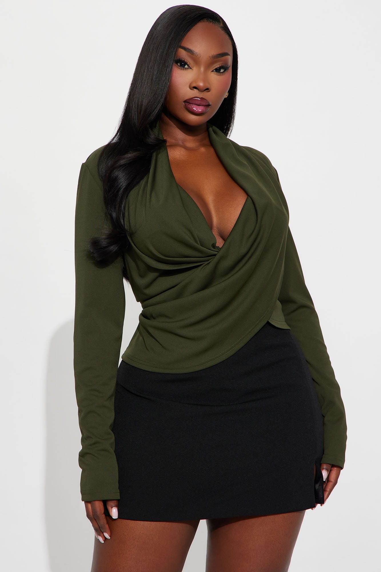 Better Things To Do Draped Top - Olive