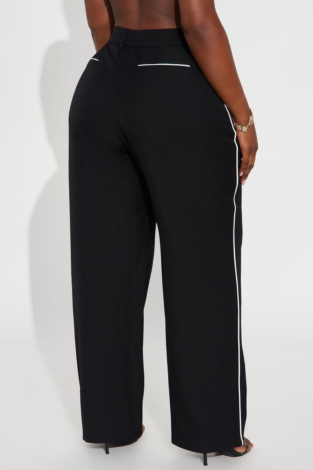 Simply Elegant Contrast Trim Trouser Pant 32″ - Black/White