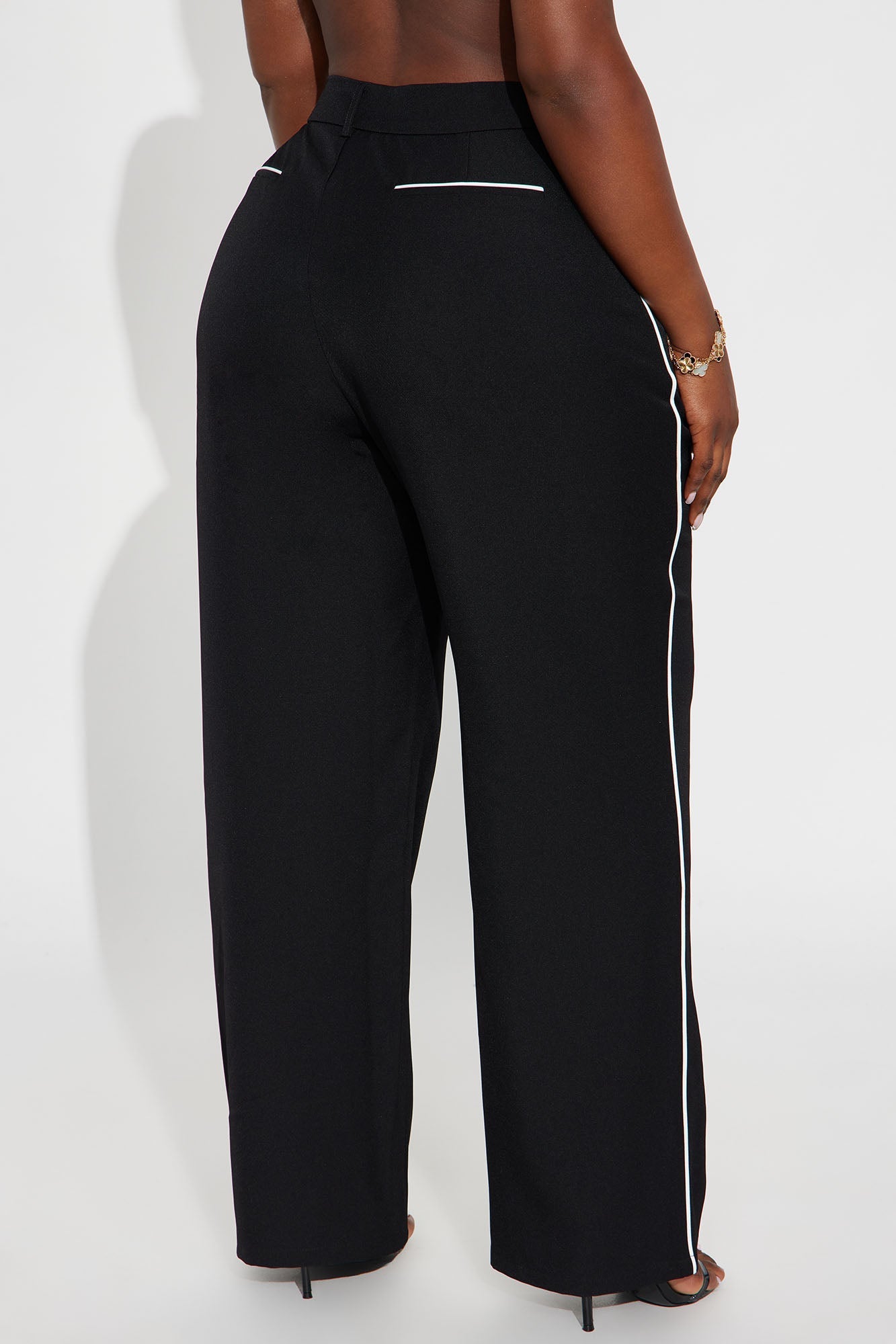 Simply Elegant Contrast Trim Trouser Pant 32″ - Black/White