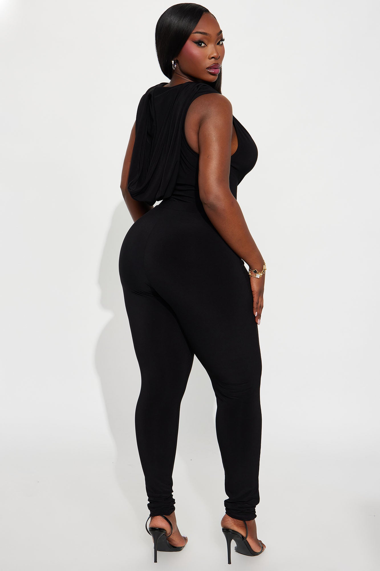 Serenity Cowl Neck Hooded Pant Set - Black