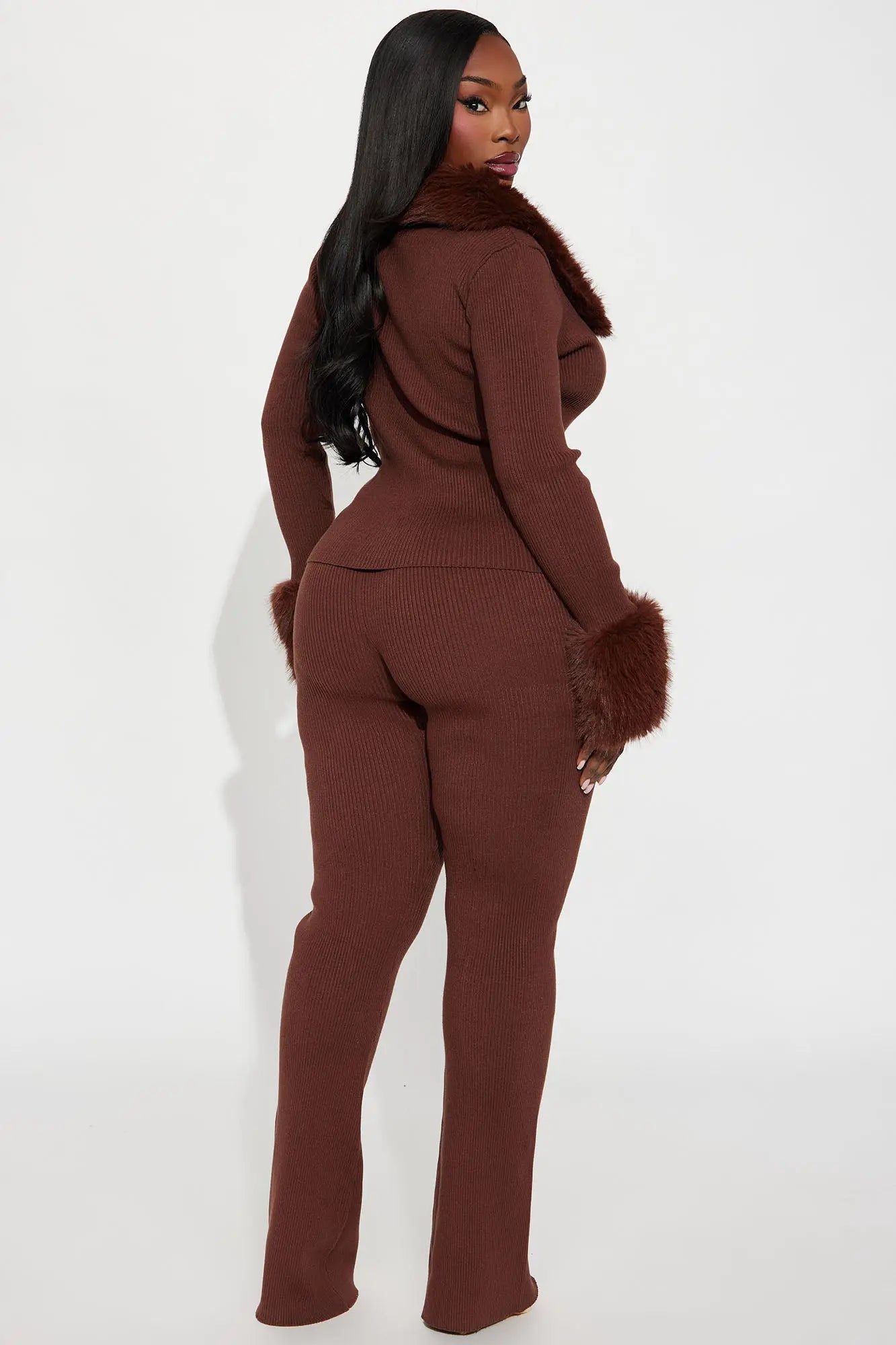 Vivian Sweater Pant Set - Brown 