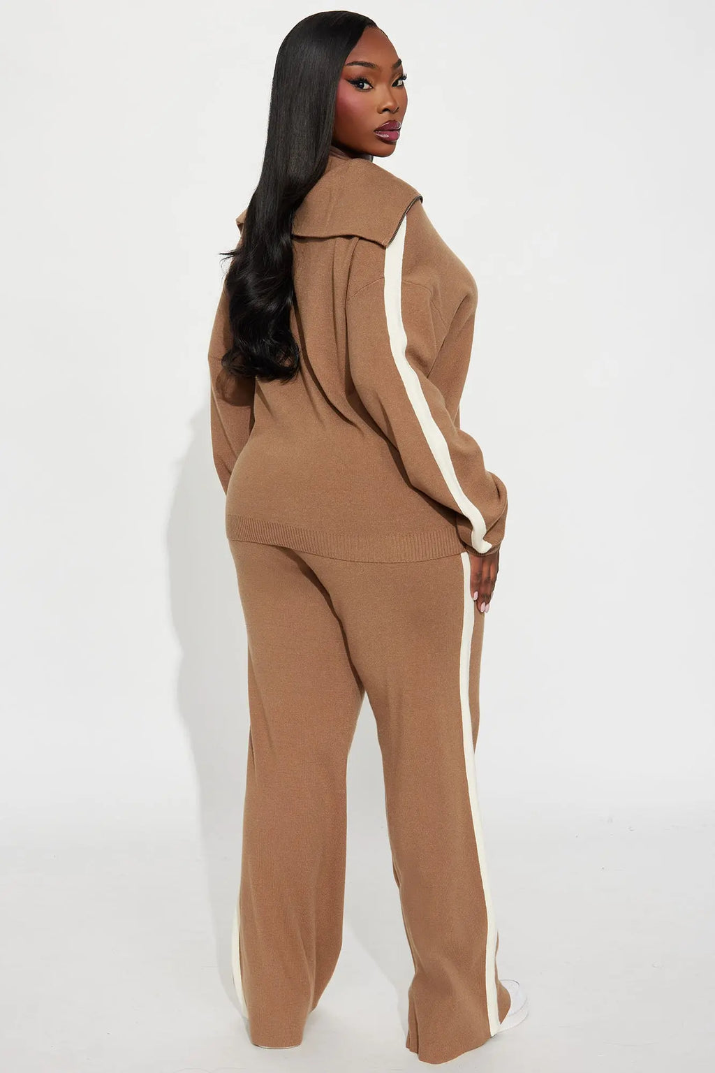 Carmen Quarter Zip Sweater Pant Set - Mocha 