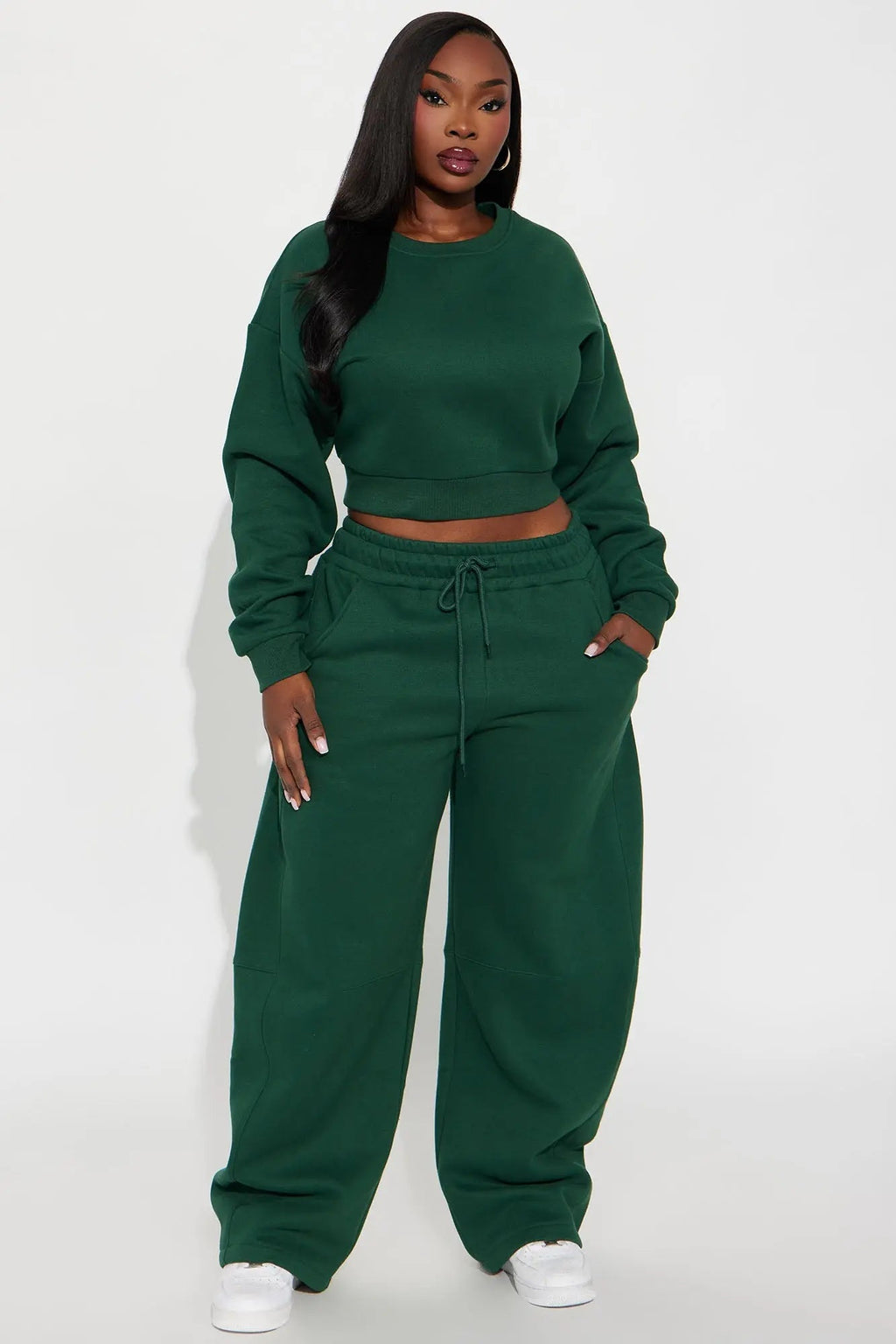 Free Spirit Fleece Barrel leg Pant Set - Hunter 