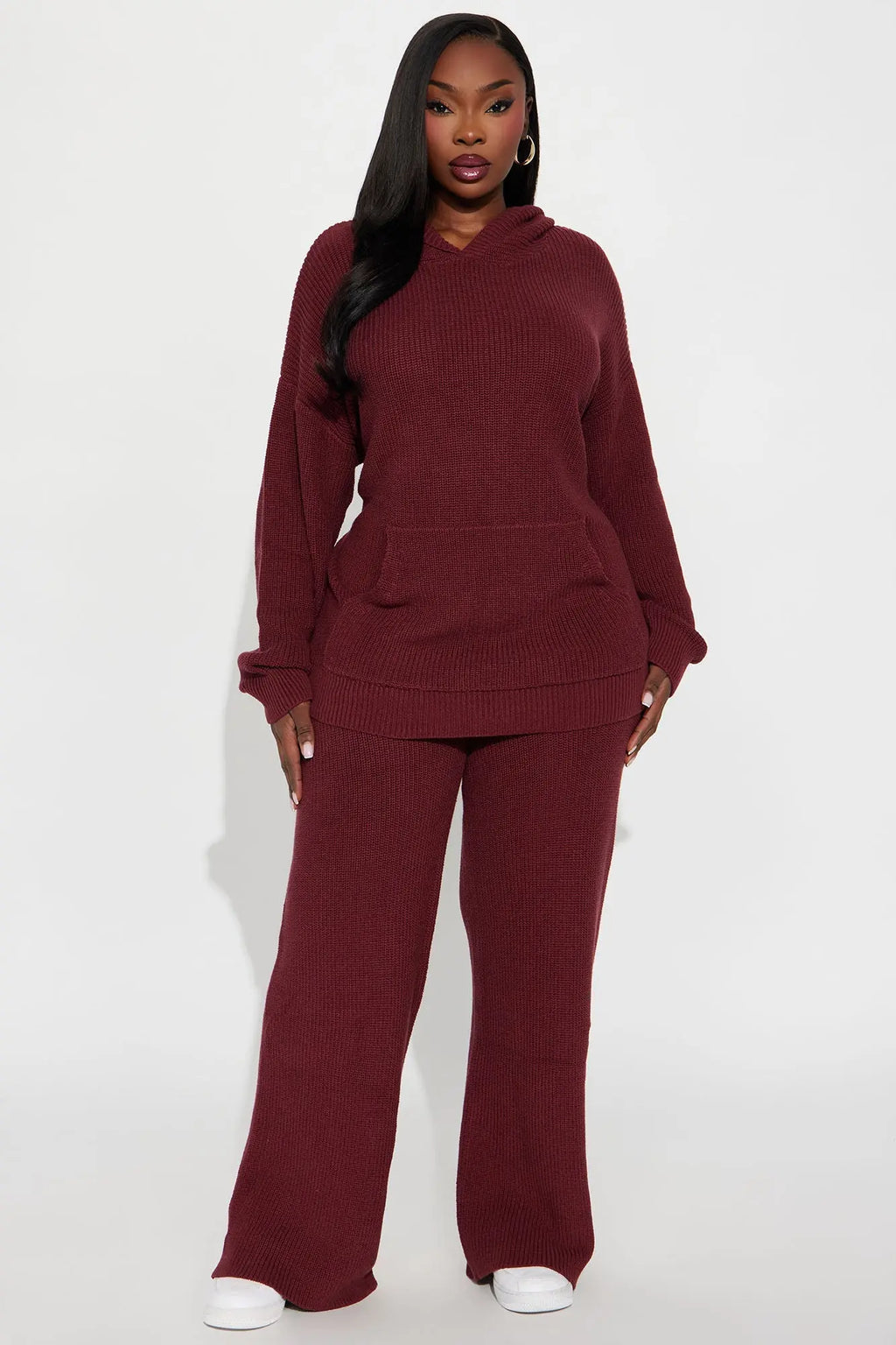 Deliah Sweater Pant Set - Burgundy 