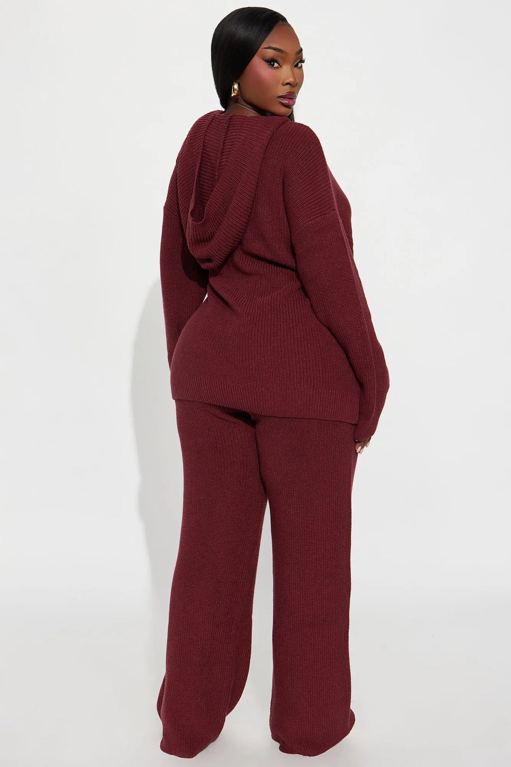 Deliah Sweater Pant Set - Burgundy 