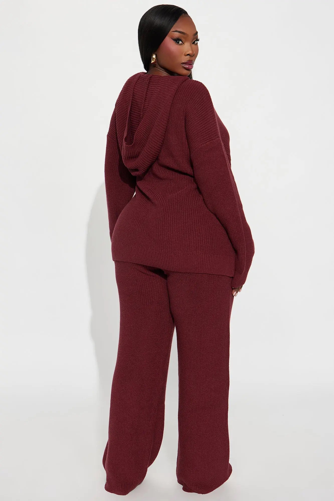 Deliah Sweater Pant Set - Burgundy 