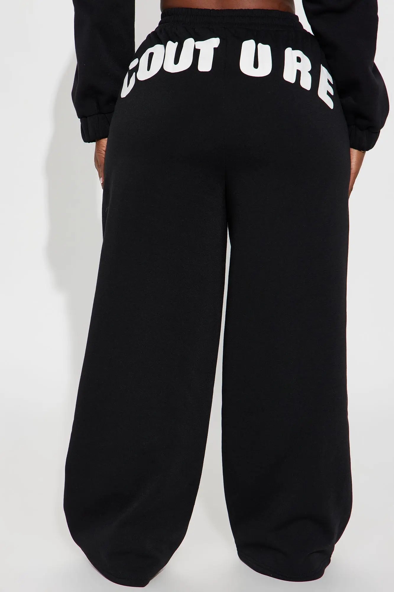Couture Comfort Zip Up Fleece Pant Set - Black 