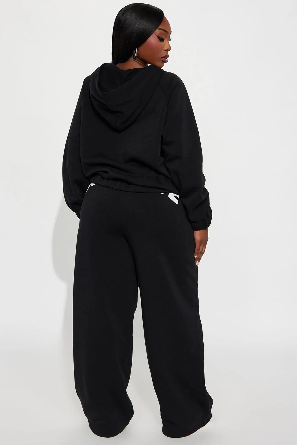 Couture Comfort Zip Up Fleece Pant Set - Black 