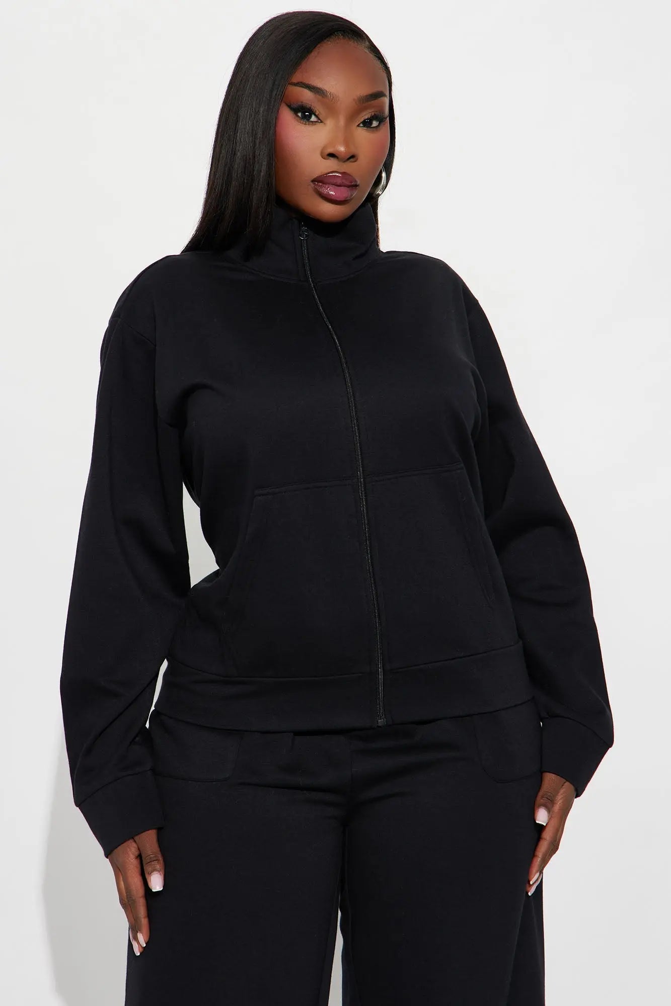 Blake Zip Up Fleece Pant Set - Black 