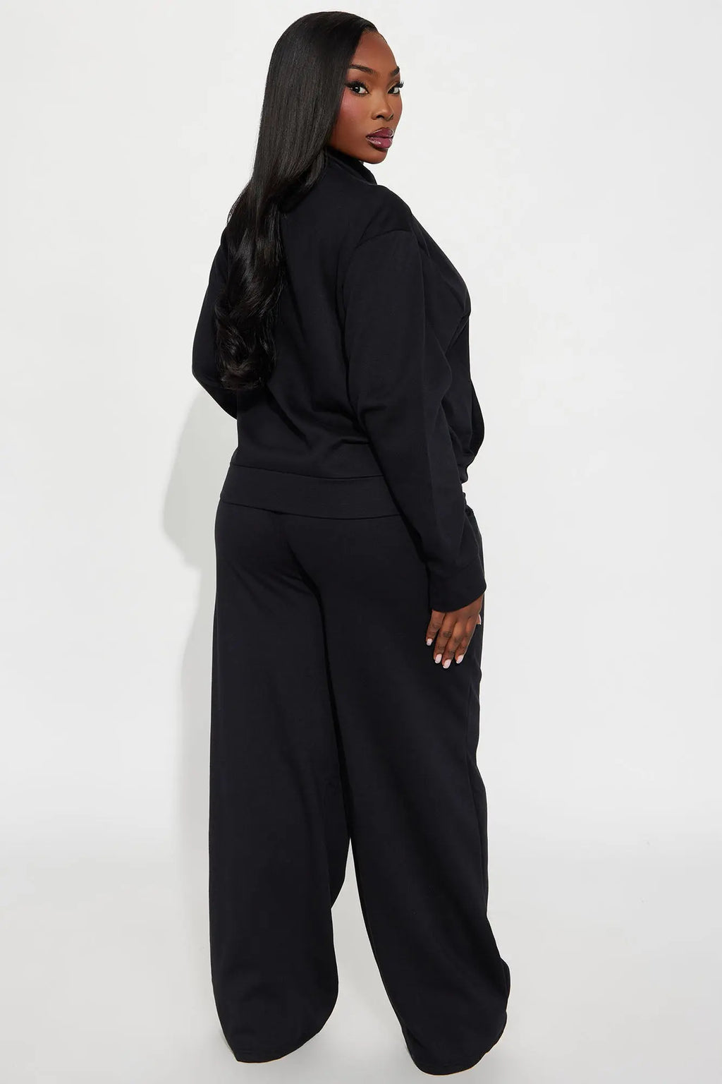 Blake Zip Up Fleece Pant Set - Black 