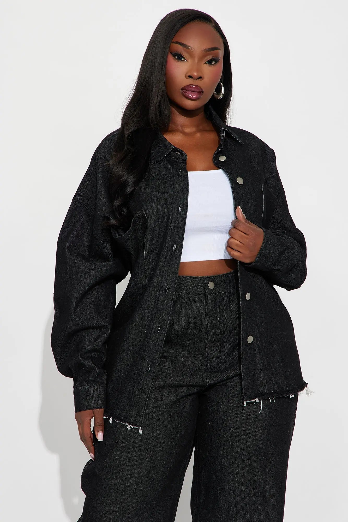 Audrey Denim Pant Set - Black 