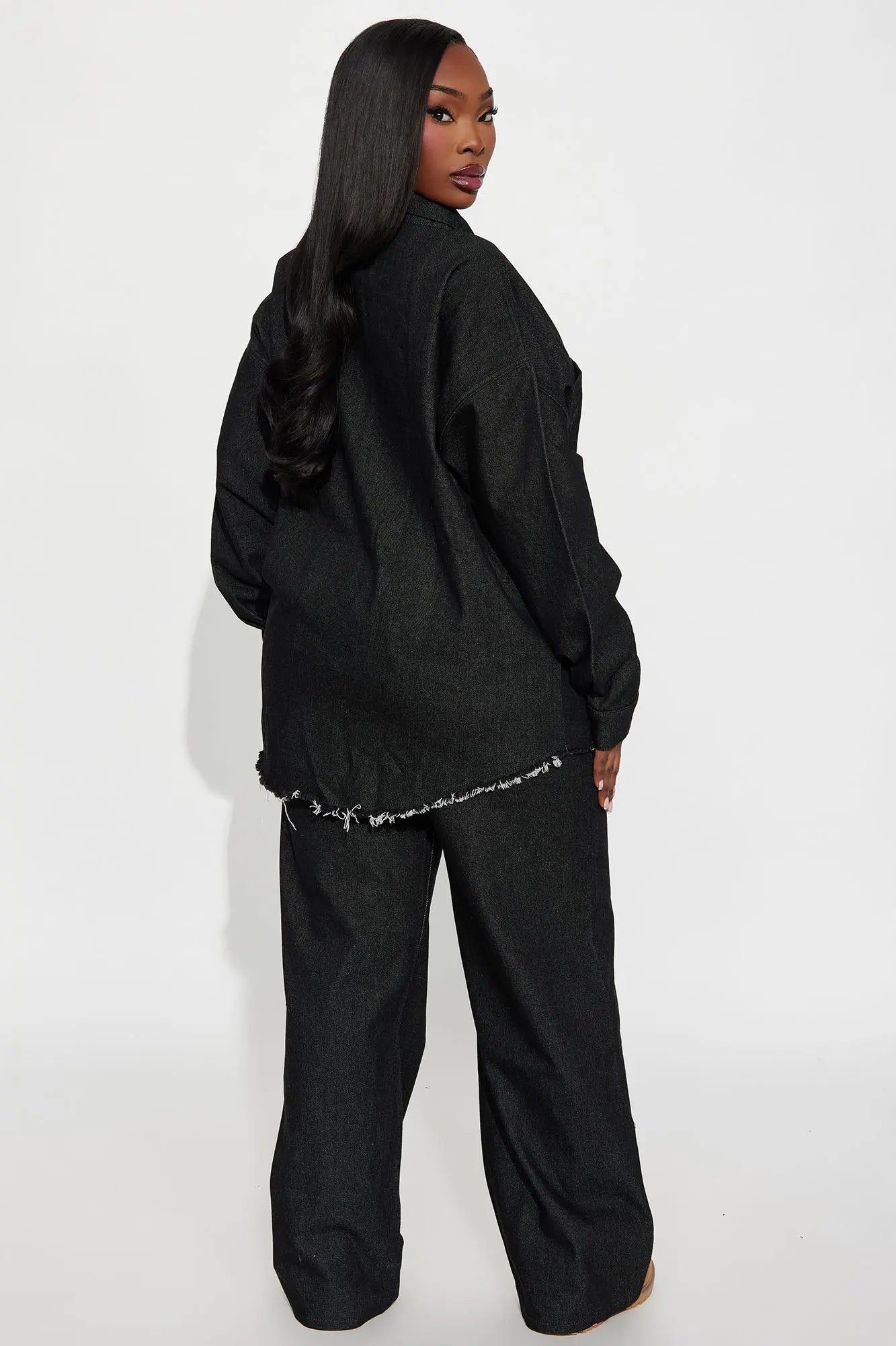 Audrey Denim Pant Set - Black 